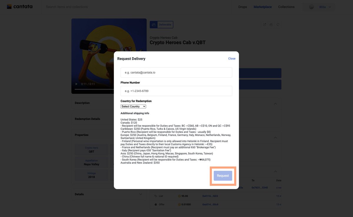 cantata_nft's tweet image. [Notice] Wine Redemption 

😀Who? Users who own Crypto Heroes Cap NFT.
📅When? March 28, at 00:00 UTC
✅How?
- 1⃣ Click the &apos;Redeem&apos; button.
- 2⃣ Type your contacts for the delivery.
- 3⃣ Click the &apos;Request&apos; button.
- 4⃣ @trefethenfamily will contact you for delivery.