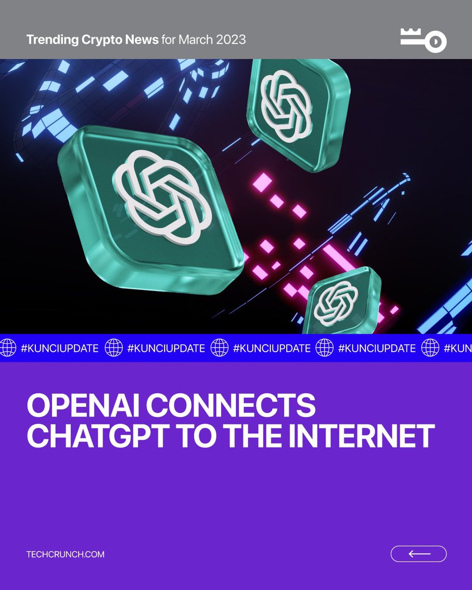 Kuncicoin_id's tweet photo. Happy Tuesday #KunciArmy! 🤩 It’s time for us deliver #KunciUpdate to you 📰

1. Pak @sandiuno Visited KunciCoin Booth at @hammersonicfest 
2. Nissan Doubles Down on Web3 Innovation
3. OpenAI connects ChatGPT to the internet

1/2 https://t.co/OmgIDMW37E