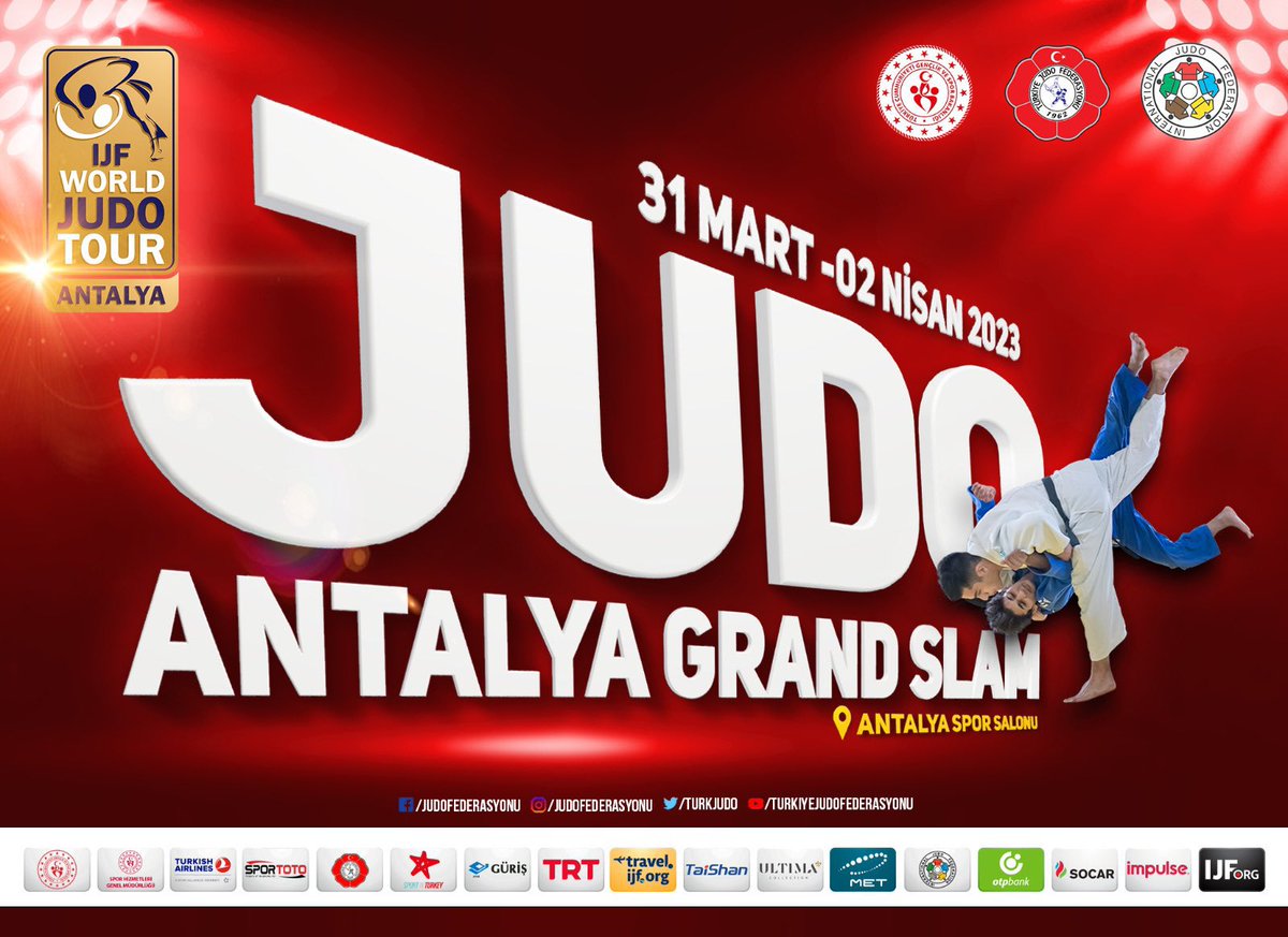 📣Spor turizmin önde gelen şehri Antalya 3. Kez Grand Slam’e ev sahipliği yapacak!2024 Paris Yaz Olimpiyat Oyunları’na puan ve kota hakkı kazandıracak.

🥋86 ülkeden gelecek tüm  sporcularımıza başarılar dileriz.

#judoantalya