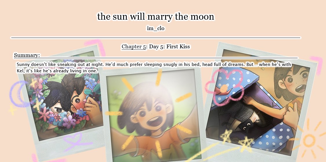 iam_cloo's tweet photo. hi, day 5 for suntan week’s finally here. i did not forget, dw ^^” writer’s block just hit me like a ton of bricks in this chapter but it’s here now :) sorry im late ^^””

https://t.co/rQqJ8VkDWX

#SuntanWeek2023 @suntan_week #omorisuntan https://t.co/DTOrnqz3ap