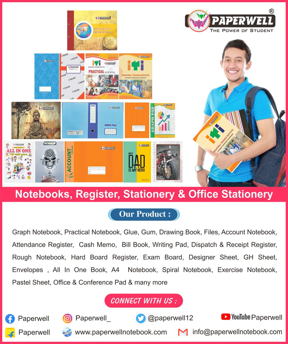 paperwell12's tweet photo. Connect with us

We Are PAPERWELL
We Are "The Power of Student"

#paperwellnotebook #stationeryindia #stationeryaddict #trendingproducts #trending #madeinindia #officesupplies #stationery #success https://t.co/Fi8Lil6jbo