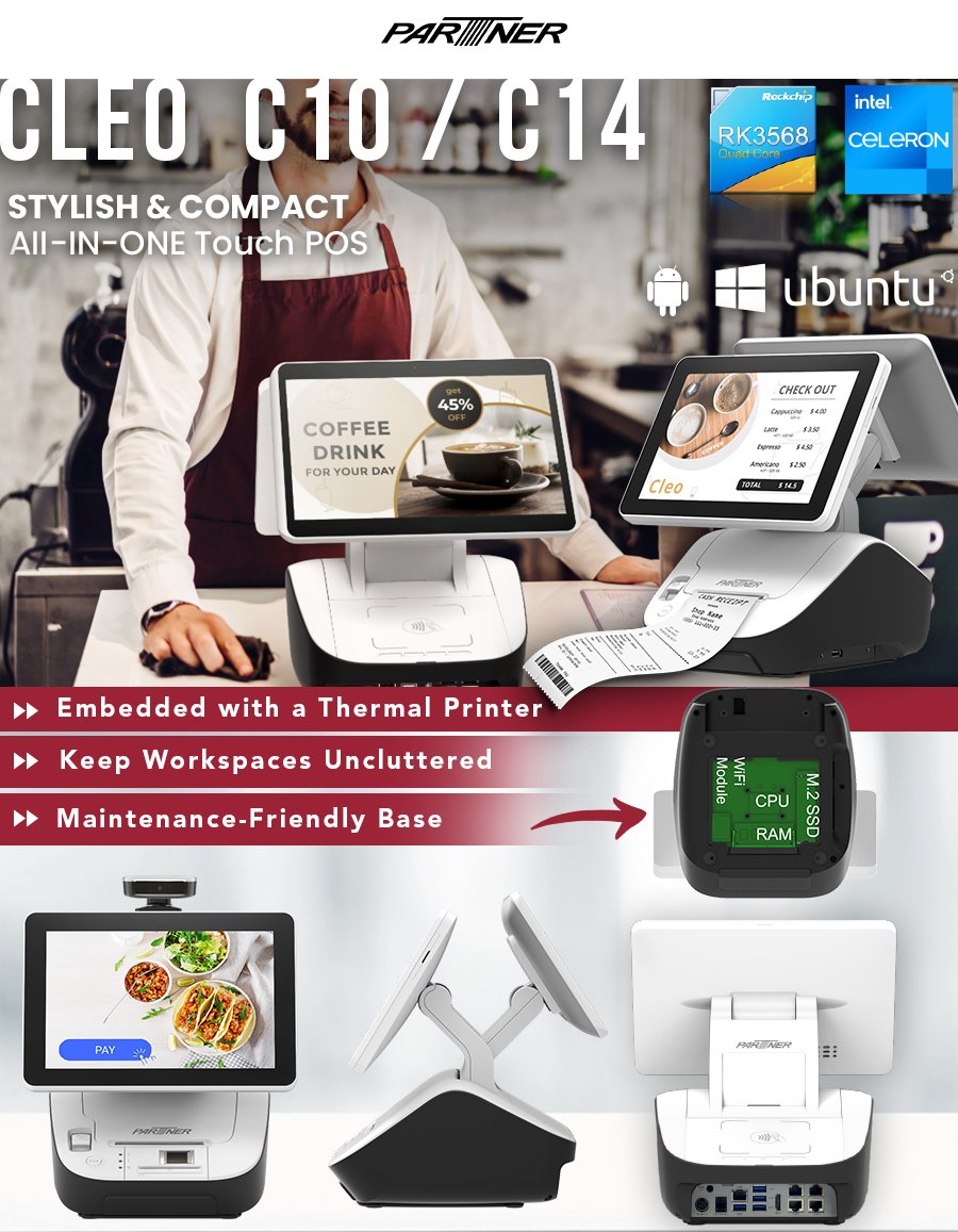 PartnerTechUKC1's tweet photo. 📢 The Cleo | All-in-one #POS terminal base is embedded with a thermal printer that keeps workspaces uncluttered and speeds up the checkout process.
C10 👉 https://t.co/AknvY0tDr1
C14 👉 https://t.co/4E9P3iSqOi
➡️ View Catalog 🔗 https://t.co/bwlV52P8mM
#PartnerTech #uk https://t.co/Mg10kdVMTG