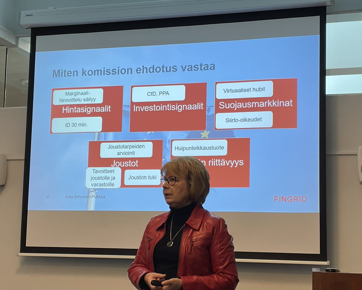 Sähkömarkkina puhuttaa - tänään <a href="/WecFinland/">World Energy Council Finland</a> ja <a href="/Fortum_Oyj/">Fortum Suomi</a> sähkömarkkinaseminaarissa. <a href="/AstaS_P/">Asta Sihvonen-Punkka</a> avaa komission sähkömarkkinaehdotusta.