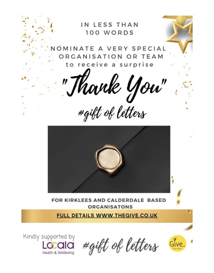 Giveafewwords's tweet photo. We have had some simply outstanding nominations for a variety of different organisations from across #kirklees and #Calderdale to receive a Surprise #Thankyou #Giftofletters in the post. These will be heading out shortly. Nominations still open till we reach 100…💛#tuesdayvibe https://t.co/stVhaFG56r