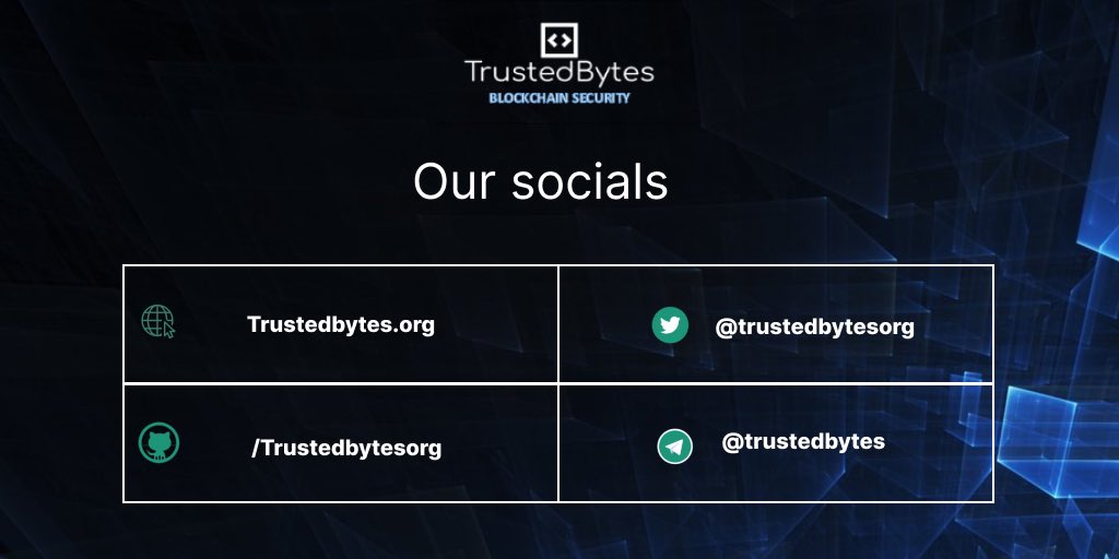 Trustedbytesorg's tweet photo. #btc #audit #crypto #smartcontract #shib #doge #binance #bnb #eth https://t.co/GMh2pkGBd1