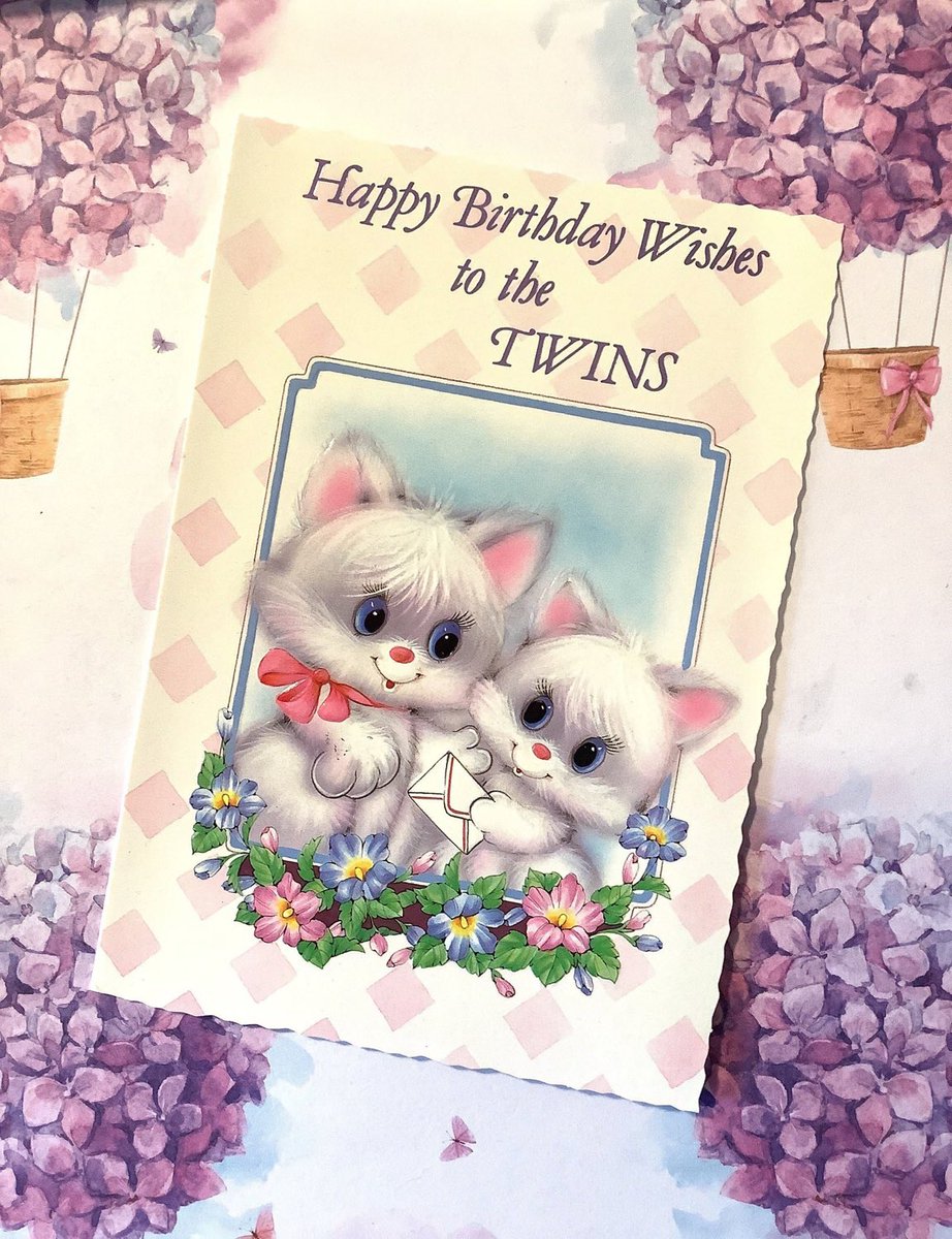 WatsonsVintage's tweet photo. These ADORABLE Cards are just £3.50 each in my #etsyshop RARE #Vintage #Retro Circa #1980s 'Happy Birthday to the Twins' Card -Cute Cats with Big Blue Eyes Design - Cat Loving Twins Card - Sweet Verse https://t.co/upwGychuP0 #Twins #BirthdayCard ##CuteCatDesign #CardToTreasure https://t.co/wpLnkwwnpU