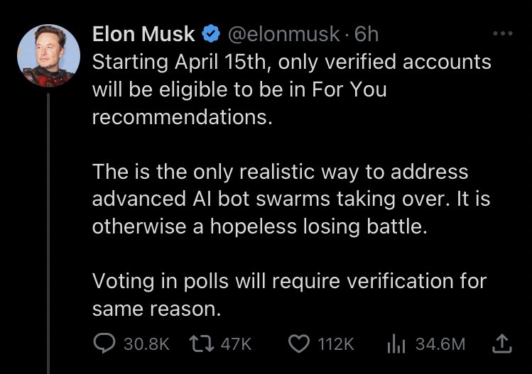 alexevans91's tweet photo. and just like that, elon killed #BestOfCrest https://t.co/TWonNdIyuu
