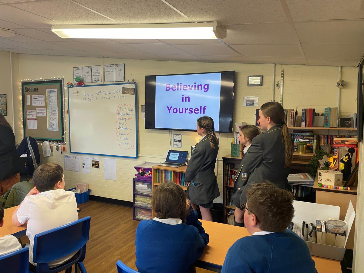 ValewoodPrimary's tweet photo. When your last year’s Team 6 ⭐️s come back to school as @ChesterfieldHi Team 7s and give a presentation on #TransitionToHighSchool to our current Team 6 super buddies. Wow! Look how they turned out- smarty pants in blazers and smiles all-round. Thank you Mrs Allen and Team 7s! ⭐️ https://t.co/Lrjls4XG55