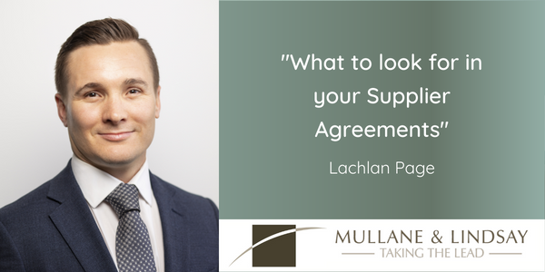MullaneLindsay's tweet photo. Regarding Supplier Agreements, it is essential to review them carefully before signing.

Lachlan Page, Practice Group Leader, explains the importance of reviewing these agreements: https://t.co/WIyHe5ZGfX

#supplieragreements #review https://t.co/Sku3NDxnu6