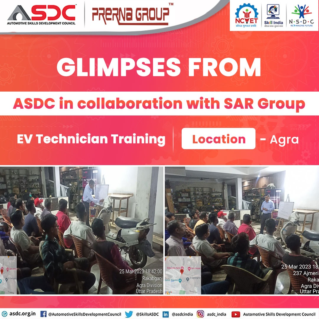 SkillsASDC's tweet photo. Glimpses from EV Technician Training by ASDC in collaboration with SAR Group at Agra.
#AutomotiveIndustry #AutoSkills #Skills #SkillingIndia #SkillIndia #Skills4All #AbSkillsKiBaari #Courses #AutoRatri #Skilling #SkillingNation #Skills #Upskilling #Reskilling #India #Experts https://t.co/yBFO2Ydnp3