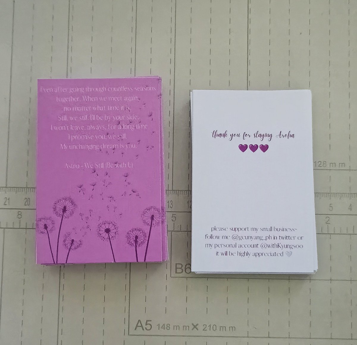 geunyang_ph's tweet image. freebies made for #DiffusionInManila last March 26 💜 My Aroha heart is so happy and thankful for my co-Arohas 🥹🫶 

#photocard #cuztomized #pc #pocas #freebies