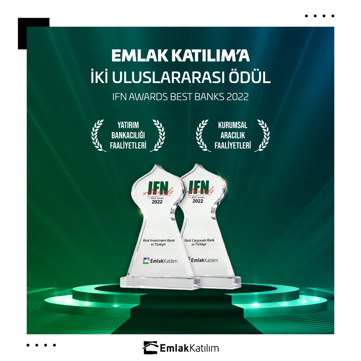 TREmlakKatilim's tweet photo. Uluslararası katılım finans sektörünün en prestijli ödüllerinden biri olarak kabul edilen IFN Awards’ta, Türkiye katılım finans sektörü ‘Yatırım Bankacılığı ve Kurumsal Aracılık Faaliyetleri’ kategorilerinde birincilik ödüllerinin sahibi olduk. #IFNAwards #EmlakKatılım https://t.co/yb3Ai3bPiE