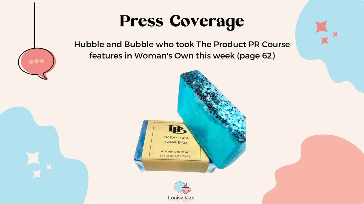 YAY! <a href="/hubbleandbubble/">Hubble & Bubble</a> features in Woman's Own today 🥳
~
Cheryl took The Product PR Course and you too can get results like this. Get instant access to the course at louisecoxpr.co.uk/courses/tppc
#SBS