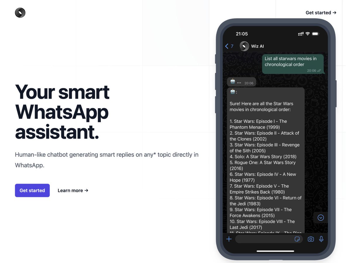 I've also decided to create another vertical. Meet WizAI - ChatGPT, but in WhatsApp. Reason: I found it frustrating to use random Apps with in-app purchases or  OpenAI's WebUI. Works like a chat bot, but you can also use voice like Siri.