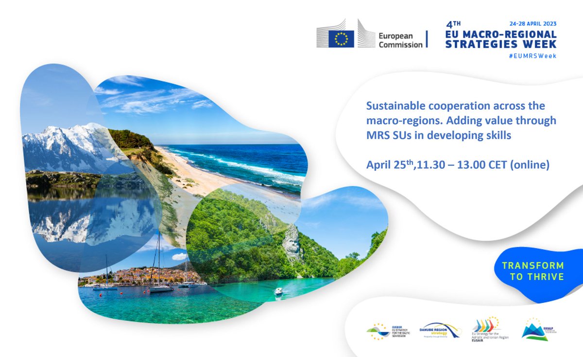 EUSBSR's tweet photo. Please be invited to our online session at EU Macro-regional Strategies Week on 25 April: ๐ฆ๐๐๐๐ฎ๐ถ๐ป๐ฎ๐ฏ๐น๐ฒ ๐ฐ๐ผ๐ผ๐ฝ๐ฒ๐ฟ๐ฎ๐๐ถ๐ผ๐ป ๐ฎ๐ฐ๐ฟ๐ผ๐๐ ๐๐ต๐ฒ ๐บ๐ฎ๐ฐ๐ฟ๐ผ-๐ฟ๐ฒ๐ด๐ถ๐ผ๐ป๐. Registration is open at https://t.co/9YHKTb7XNx #EUMRSWeek @EUSDR @EusairPoint @_Eusalp https://t.co/n7lxwLgHS7