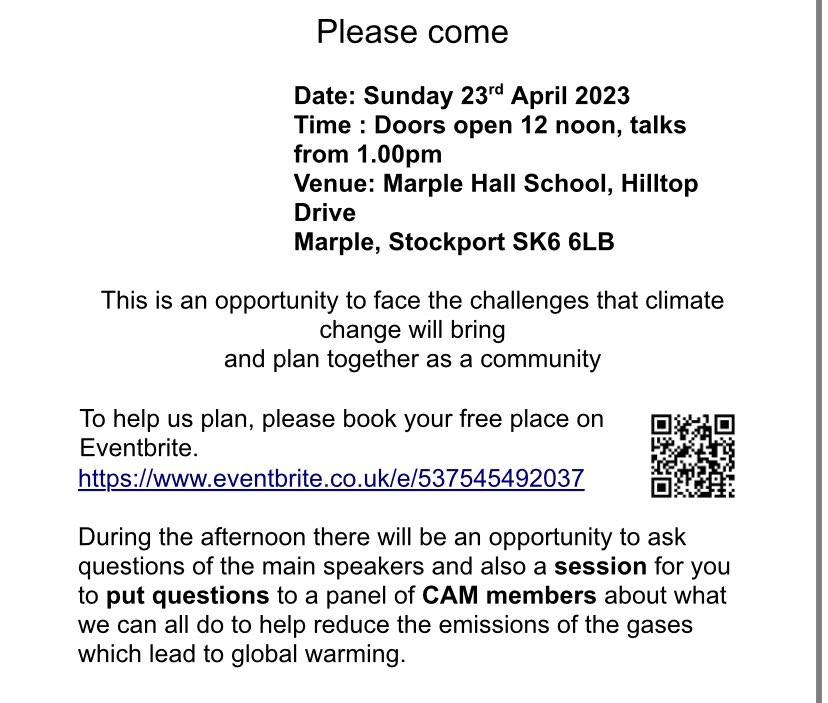 _MHS_Technology's tweet photo. @MarpleHall this is an opportunity to face the challenges that climate change will bring and plan together as a community! MHS #ecotechs will also be speaking at the event so please come along and support our young people trying to make a difference! #ClimateActionNow https://t.co/DjKltg2mby