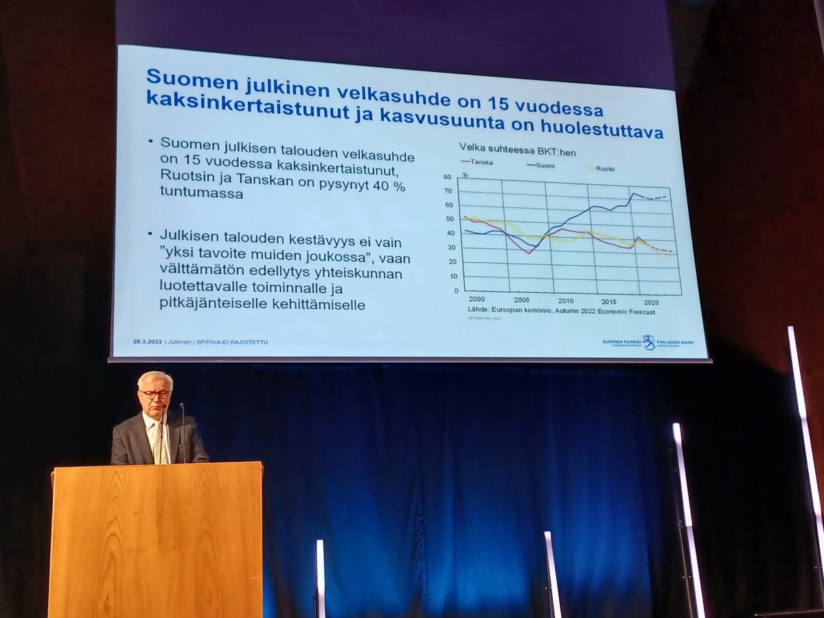 Suomalainen velalla elämisen malli on järkyttyvä verrattuna pohjoismaisiin verrokkimaihin. Nyt jos koskaan tarvitaan vahvaa uudistumiskykyä. 

"Muu maailma ei odota maailman onnellisinta kansaa", sanoo pääjohtaja <a href="/ollirehn/">Olli Rehn</a>.
#digihumaus <a href="/DVVfi/">Digi- ja väestötietovirasto</a>