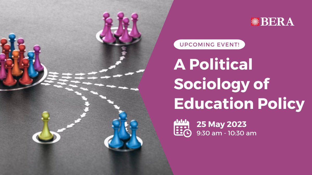 BERA (@beranews) on Twitter photo 📢 UPCOMING ONLINE EVENT
Join us for a webinar on 'A Political Sociology of Education Policy' presented by <a href="/Helengunter10/">Professor Helen Gunter, Orvillian, EU Rejoiner.</a> <a href="/CraigSkerritt/">Craig Skerritt</a> <a href="/sarahyounie/">Prof Sarah Younie</a> #BERA_policy
🗓️ 25 May 2023 9:30 am - 10:30 am
Register here: bera.ac.uk/event-registra… 📢 UPCOMING ONLINE EVENT
Join us for a webinar on 'A Political Sociology of Education Policy' presented by <a href="/Helengunter10/">Professor Helen Gunter, Orvillian, EU Rejoiner.</a> <a href="/CraigSkerritt/">Craig Skerritt</a> <a href="/sarahyounie/">Prof Sarah Younie</a> #BERA_policy
🗓️ 25 May 2023 9:30 am - 10:30 am
Register here: bera.ac.uk/event-registra…