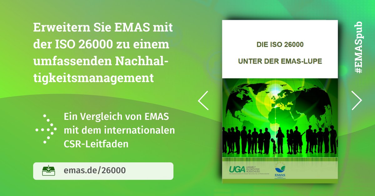 EMAS_Germany's tweet photo. Steigende Anforderungen an eine nachhaltige Unternehmensführung sind aktueller denn je. Unser Abgleich von EMAS mit dem ISO 26000-Leitfaden ist in die Jahre gekommen, war seiner Zeit aber voraus:
https://t.co/dQS9Ijjqhf
#EMASpub https://t.co/rbYVkf3Apj