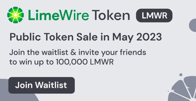 LimeWire Token: Public Sale. Join the waitlist &amp; win up to 100,000 LMWR <a href="/limewire/">LimeWire</a> lmwr.com/?ref=2NERK8 #LMWR #Airdrop #crypto #Btc #top