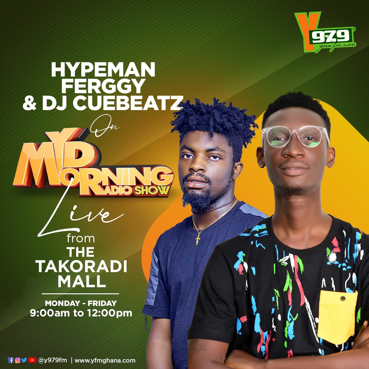 The most exciting and biggest brunch in the city #MMRS W/ myself and <a href="/DjCuebeatzGh/">Dj Cuebeatz Gh💥</a>  will be live at 9am exclusive on <a href="/Y979FM/">YFM Takoradi</a> #ProblemSquad let’s catch some vibes #HYPEMANFERGGY 🚀🚀🚀🚀