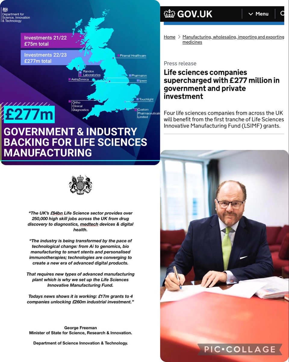 Delighted to announce today that £250m of private investment into high growth UK #MedTech companies has been unlocked via 4 grants totalling £17m from our #LifeScience #InnovativeManufacturing Fund: 

ℹ️gov.uk/government/new…