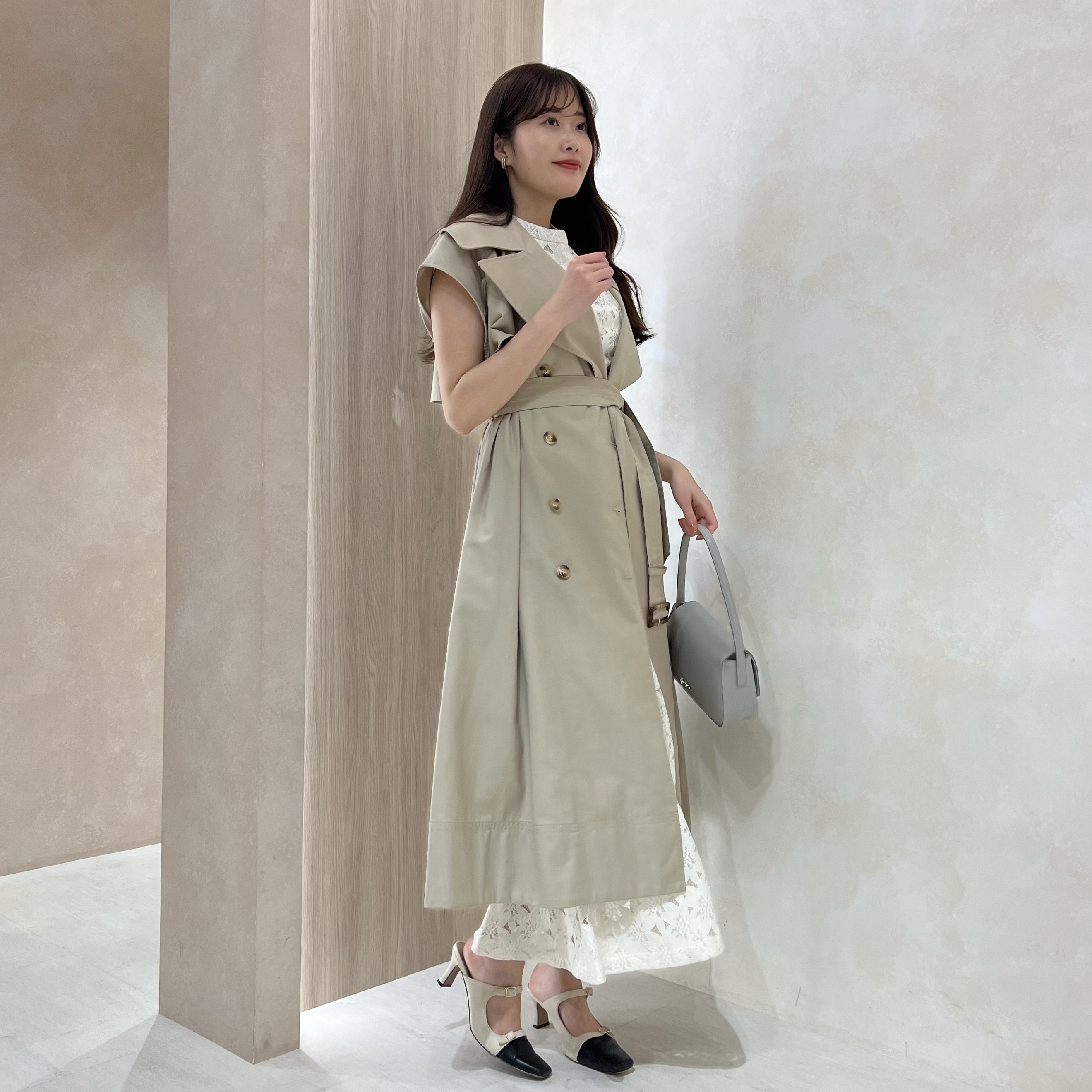 Her lip to on X: "🏷Sleeveless Twill Trench Dress   taupe