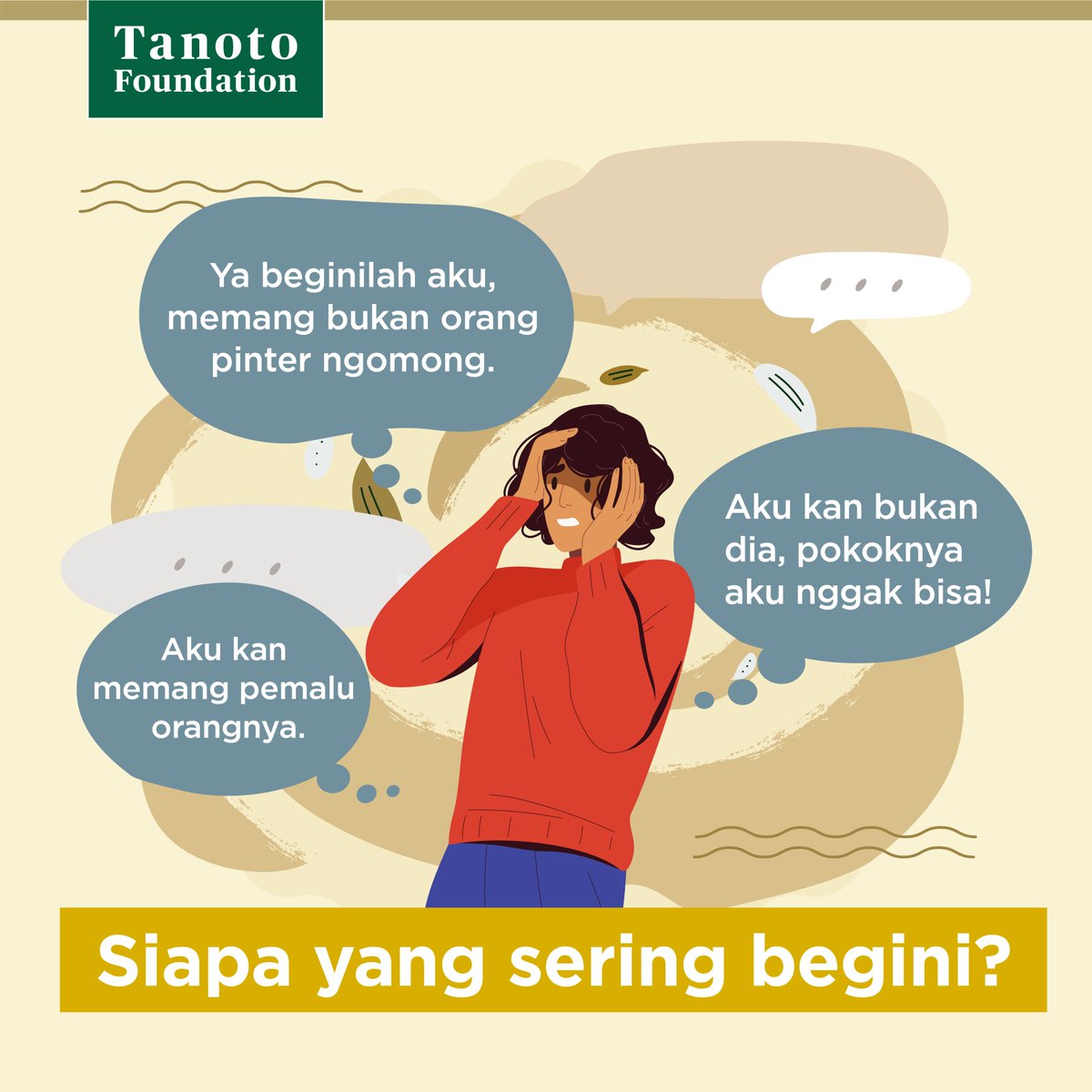 tanotoeducation's tweet photo. Siapa yang sering bikin excuse βaku mah emang gini orangnyaβ? Yuk, berhenti beralasan dan cari tahu cara mengasah kemampuan dan mengatasi kelemahanmu dengan tips berikut ini!
#TanotoFoundation #ProgramTELADAN #TELADAN #JadiTELADAN #SelfAwareness #Pemimpin #JadiPemimpin https://t.co/V2osEMFKFP