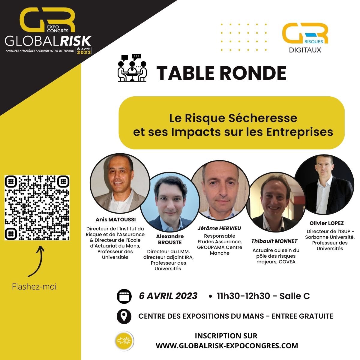Ce 6 avril le centre des expos #LeMans accueillera le 1er rdv pro sur le thème du risque en entreprise, entrée gratuite Parmi les thèmes des tables rondes proposées : Le Risque Sécheresse et ses Impacts sur les Entreprises » inscription globalrisk-expocongres.com