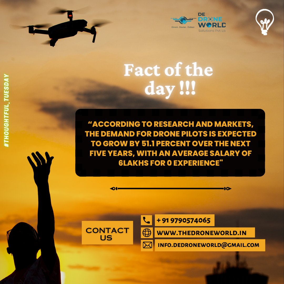 TheDroneWorldIN's tweet photo. Here's your booster dose in drone technology on every Tuesday starting today!
.
Contact us for #dronepilottraining #internships2023 #summercamp #seminars (about drones, aerospace &amp; robotics) &amp; #droneservices all over Tamil Nadu! 
.
#thoughtfultuesday #drone #dronelife  #dronefact https://t.co/ElYmaTFSje