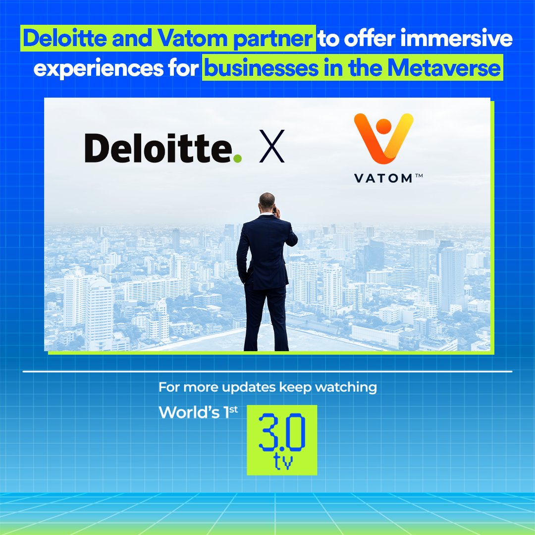 reallive3tv's tweet photo. Deloitte and Vatom partner to offer immersive experiences for businesses in the Metaverse
.
.
Check out our YouTube channel https://t.co/brsLMuY3Ct
.
.
#live3tv #3verse #DeloitteVatomPartnership #MetaverseExperiences #VirtualRealityBusiness #ImmersiveTechnology #NextGenBusiness https://t.co/RP7OYSzTXa