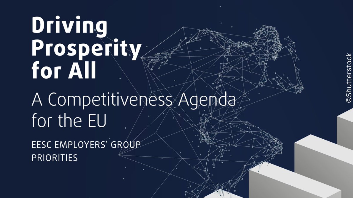 We are proudly presenting the EESC Employers' Group priorities: 

🇪🇺Driving prosperity for all🇪🇺
A #competitiveness agenda for the EU

▶️Find them here: europa.eu/!kxtpDC

#FocusOnTheEssentials

#trade #rawmaterials #skills #taxation #competitivenesscheck #SMEs #energy