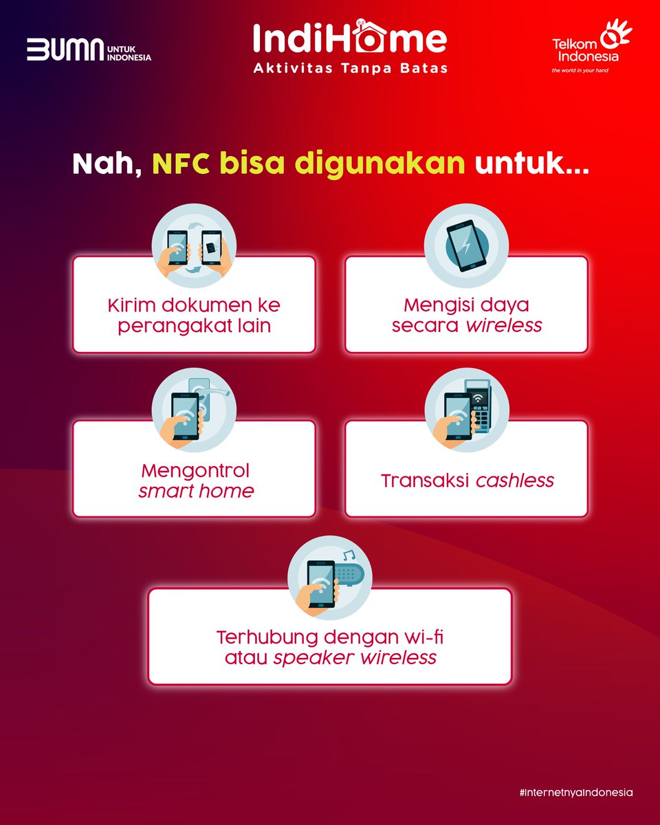 IndiHomeCare's tweet photo. Siapa yang smartphone-nya sudah dilengkapi dengan fitur NFC? Sudah tau apa itu NFC dan kegunaannya?

Biar nggak bertanya-tanya, bisa simak penjelasannya berikut ini, Sobat!😉 https://t.co/4BECJvHraD