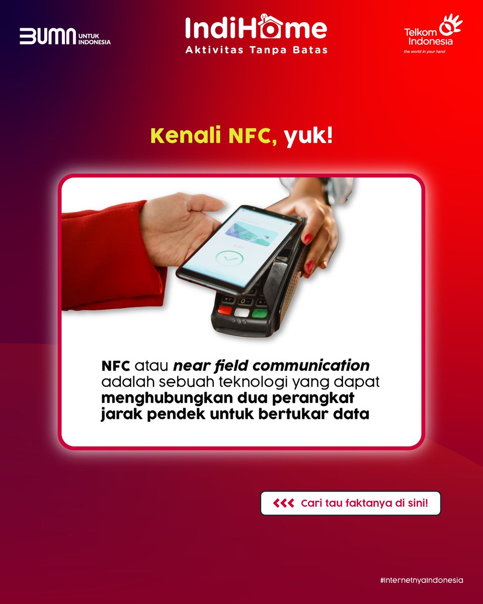 IndiHomeCare's tweet photo. Siapa yang smartphone-nya sudah dilengkapi dengan fitur NFC? Sudah tau apa itu NFC dan kegunaannya?

Biar nggak bertanya-tanya, bisa simak penjelasannya berikut ini, Sobat!😉 https://t.co/4BECJvHraD