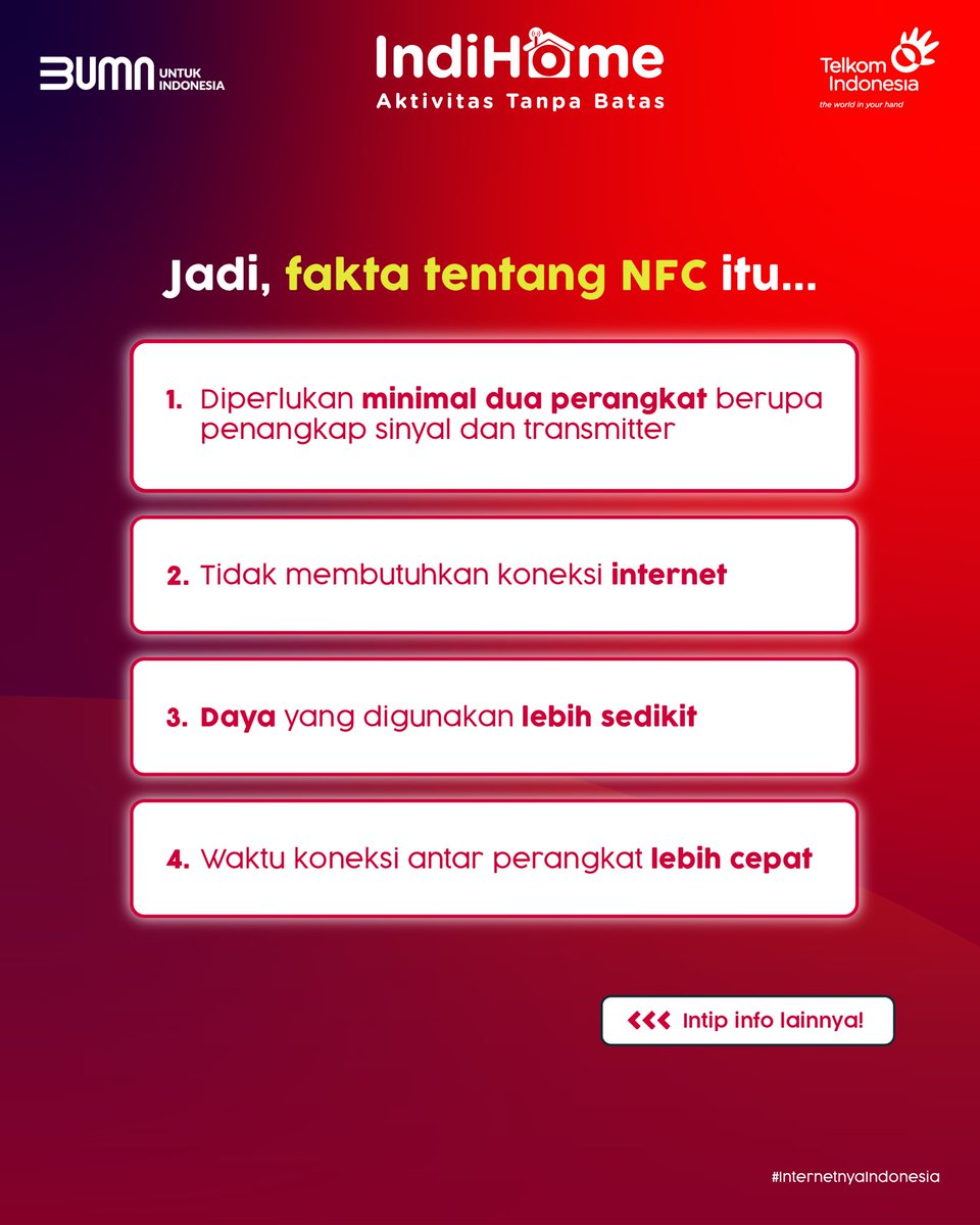 IndiHomeCare's tweet photo. Siapa yang smartphone-nya sudah dilengkapi dengan fitur NFC? Sudah tau apa itu NFC dan kegunaannya?

Biar nggak bertanya-tanya, bisa simak penjelasannya berikut ini, Sobat!😉 https://t.co/4BECJvHraD