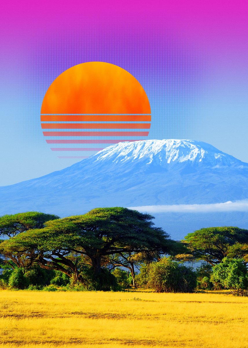synthwave1950's tweet photo. Synthwave sunset &amp; mountain. Africa,
Kilimanjaro. My last art.

👉https://t.co/eEBNUUaxkp

💜 #synthwave #retrowave #vaporwave #space
#neonspace #cyberpunk #SynthwaveArt
#SpaceArt #Kilimanjaro #sunset https://t.co/bIPuJHDXBt