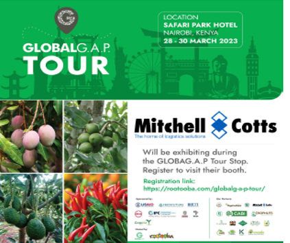 CottsGroup's tweet photo. Mitchell Cotts Group is the key logistics partner that is participating at the Global Gap Tour Stop this year!
Please stop by booth No. 31 and let's engage about customized fresh produce export solution.
We'll be honoured to catch up with you!
#GLOBALGAPTourKenya
@FPEAK_ https://t.co/jDZ6K0CQ84