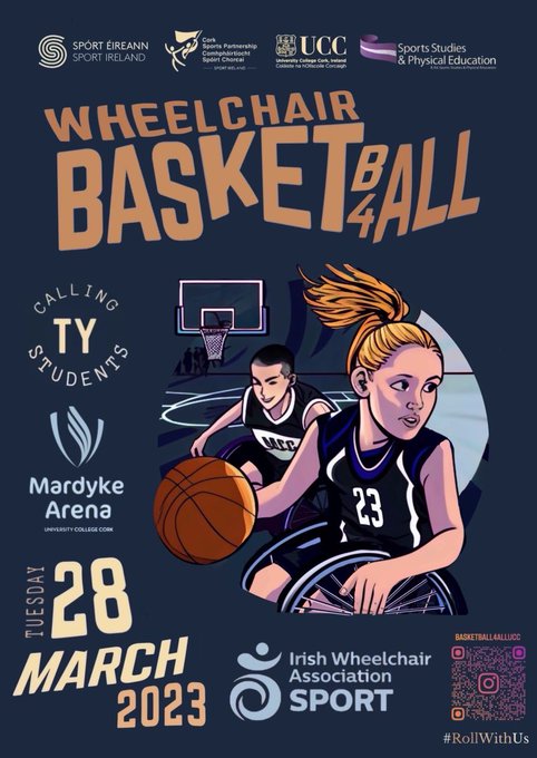 UCC's tweet image. We&apos;re ready to welcome 600 #transitionyear students from 30 schools to the UCC Wheelchair Basketball4All Event 2023.

📍 @MardykeArenaUCC #PhysicalActivityForAll