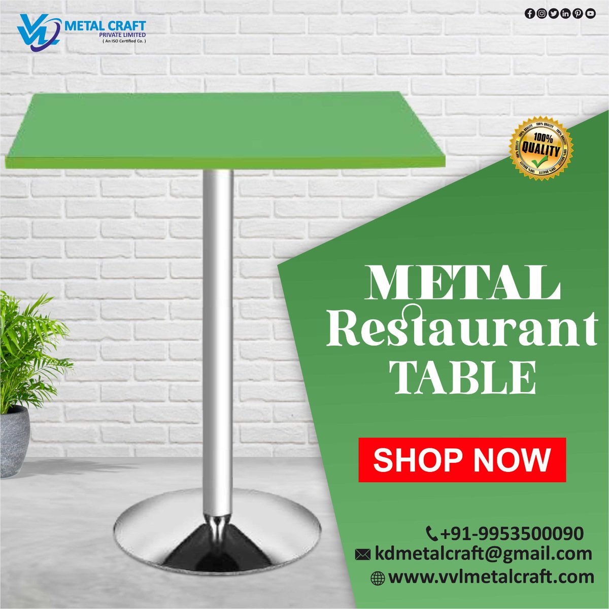 VVLMetalCraft's tweet image. Metal Restaurant Table

𝗖𝗼𝗻𝘁𝗮𝗰𝘁 𝘂𝘀 𝗳𝗼𝗿 𝘁𝗵𝗲 𝗹𝗮𝘁𝗲𝘀𝘁 𝗣𝗿𝗶𝗰𝗶𝗻𝗴 &amp;amp; 𝗔𝘃𝗮𝗶𝗹𝗮𝗯𝗶𝗹𝗶𝘁𝘆:👇
💌Mail: kdmetalcraft@gmail.com
📞Phone No.: +91 995-350-0090
      vvlmetalcraft.com

#VVLMetalCraft #table #restauranttable #cafetable #metalrestauranttable