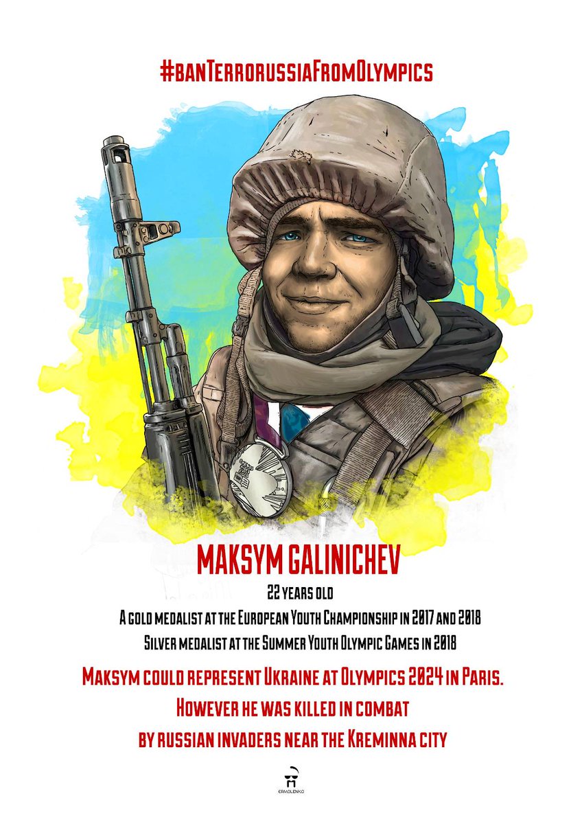 UnderdogUa's tweet photo. In memory of Maksym Galinichev who was killed by Russian invaders. Maksym (22 y.o.) could've represented Ukraine at the Olympics. He has become a gold medalist of the European Youth Championship in 2017 &amp; 2018, and a silver medalist of the Summer Youth Olympic Games in 2018.

1/3 https://t.co/dDQtOxWbxa