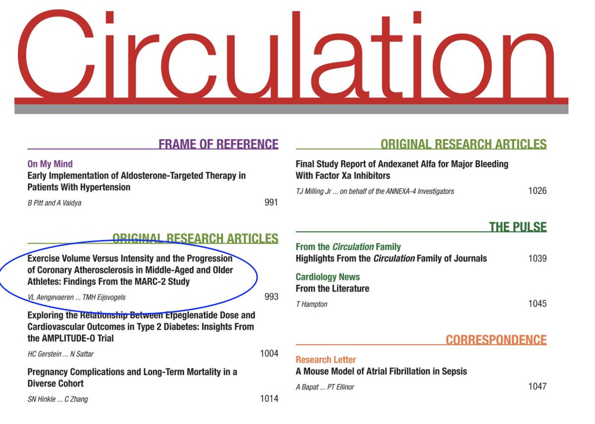Thijs Eijsvogels (@thijseijsvogels) on Twitter photo Very happy to see our MARC-2 paper on #exercise and #coronary #atherosclerosis in the latest <a href="/CircAHA/">Circulation</a> issue!
Read the full version here: ahajournals.org/doi/10.1161/CI…
It is also covered in the #Circulation on the #Run #podcast --> ahajournals.org/circ/podcasts Very happy to see our MARC-2 paper on #exercise and #coronary #atherosclerosis in the latest <a href="/CircAHA/">Circulation</a> issue!
Read the full version here: ahajournals.org/doi/10.1161/CI…
It is also covered in the #Circulation on the #Run #podcast --> ahajournals.org/circ/podcasts