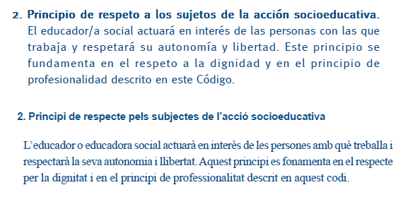 Ceesib_IB's tweet photo. ✌️🏽 2º principio del #codigodeontologico "Principio de Respeto a los Sujetos de la Acción Socioeducativa".
✌️🏽 2n principi del nostre #codideontologic "Principi de Respecte als Subjectes de l'Acció Socioeducativa". https://t.co/oQ565FeQw5