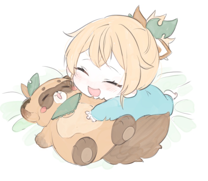 kazama iroha 1girl aged down blonde hair closed eyes smile tanuki open mouth  illustration images