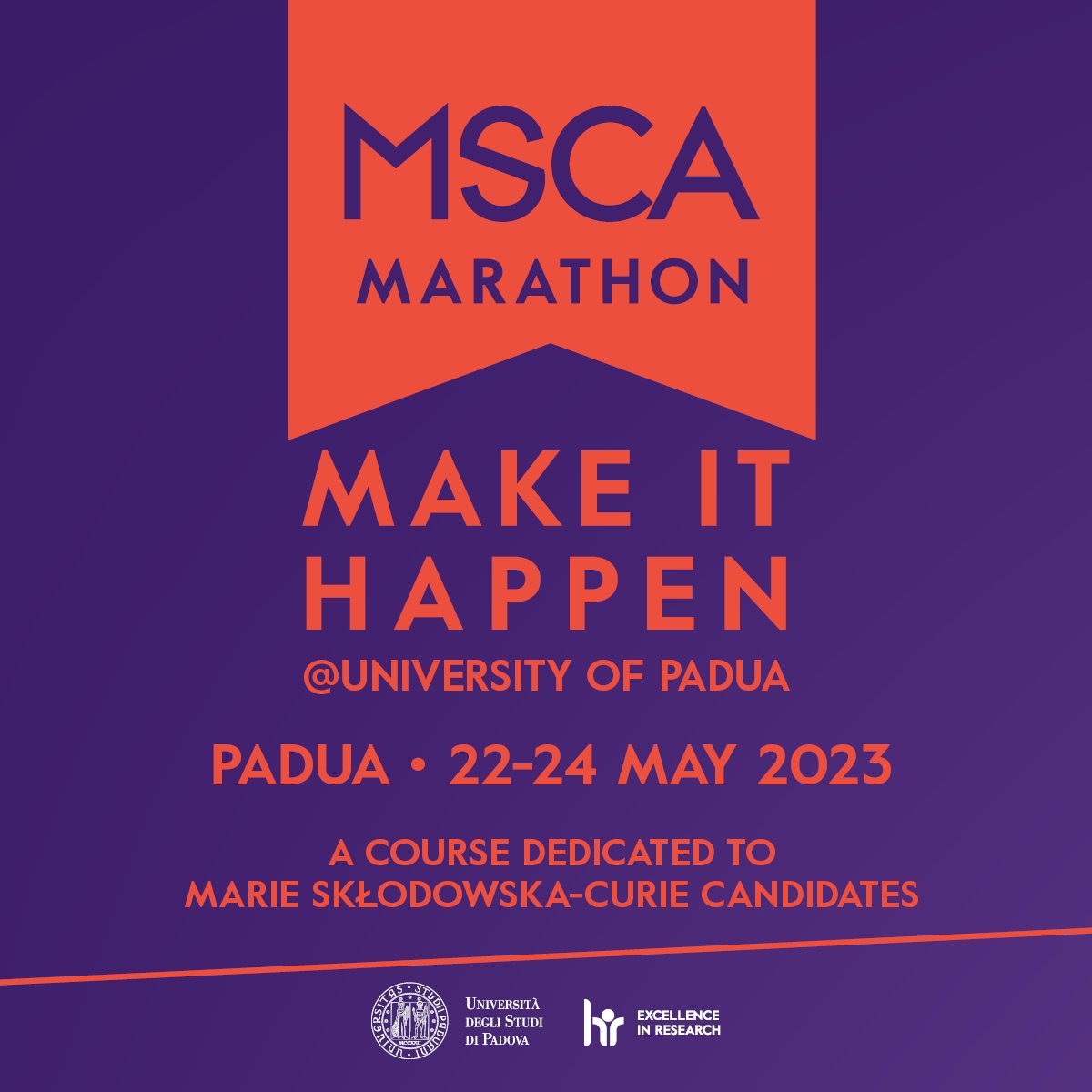 👀Only a few days left to apply for the 𝐌𝐒𝐂𝐀 𝐌𝐚𝐑𝐚𝐓𝐡𝐨𝐍 𝟐𝟎𝟐𝟑<a href="/UniPadova/">Università di Padova</a>

❗️Don’t miss this chance!

⏳Deadline: 4 April 2023, 1 PM

All the information here👉 unipd.it/en/msca-marath…

#MSCA #HorizonEurope #Fellowship #grant <a href="/MSCActions/">Marie Skłodowska-Curie Actions</a> <a href="/EU_Commission/">European Commission</a> <a href="/REA_research/">European Research Executive Agency</a>