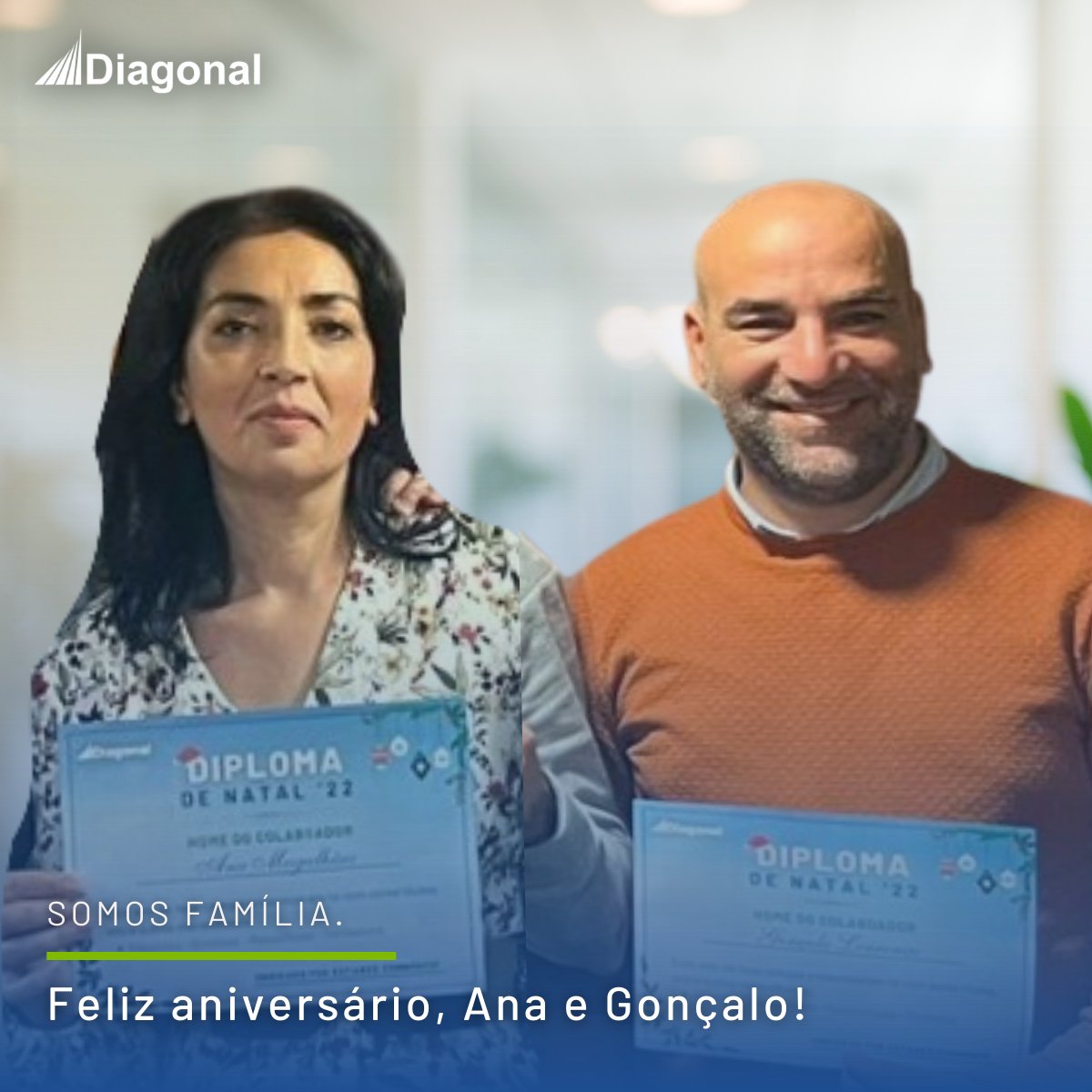 diagonalseguros's tweet photo. Hoje há festa a dobrar! A Ana Magalhães e o Gonçalo Lourenço fazem anos. A #DiagonalSeguros deseja um dia muito feliz à nossa Especialista Administrativa do Porto e ao nosso Gestor de Clientes do Infantado. 🎈Parabéns! 🎂🎁🎉
𝗦𝗼𝗺𝗼𝘀 𝗳𝗮𝗺í𝗹𝗶𝗮. https://t.co/tPbPPnmoZ9