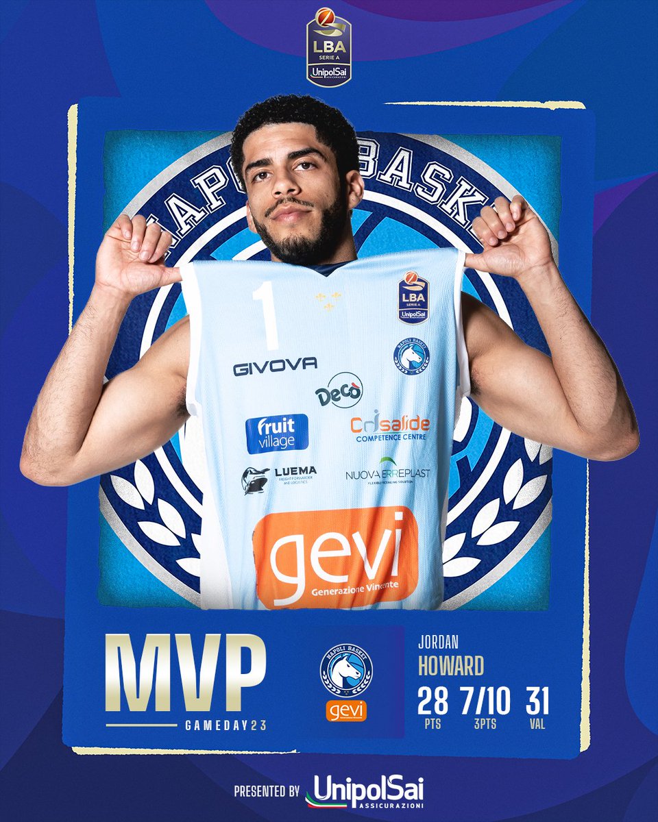 Jordan Howard è l'#MVP @UnipolSai_CRP della 23^ giornata 👑
Il giocatore del <a href="/basket_napoli/">Napoli Basketball</a>, dopo la vittoria da protagonista a Trento, è stato votato da voi come miglior giocatore del turno! 🤙
#TuttoUnAltroSport