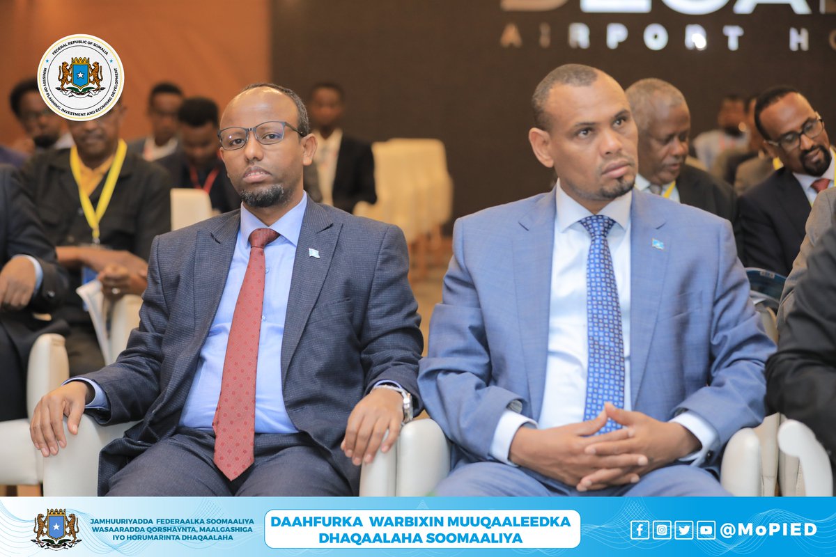 MoPIED_Somalia's tweet photo. Members of the Council Ministers of the Federal Government of Somalia are in full presence at the launching ceremony of the Somali Economic Outlook, which is now in Mogadishu. https://t.co/QR18zVLluy