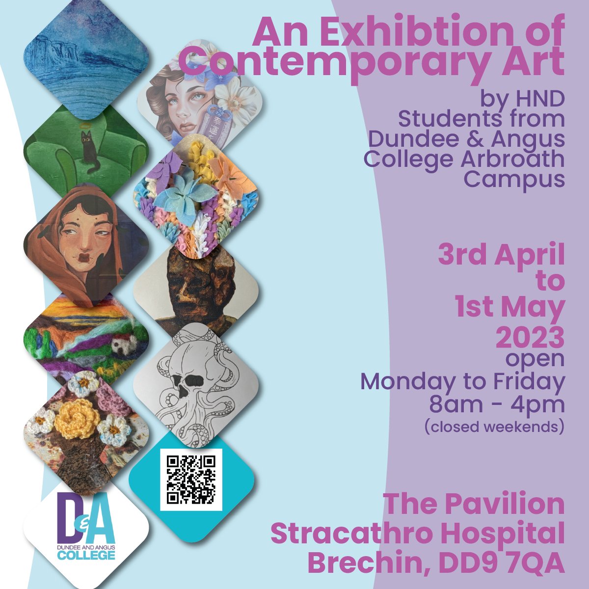 dac_add's tweet photo. Incredibly pleased to announce the upcoming exhibtion of works from HND2 and HND1 Contemporary Art Practice Arbroath in The Pavilion at Stracathro Hospital, Brechin opening on Monday 3rd April. https://t.co/kBhDIZtS8c