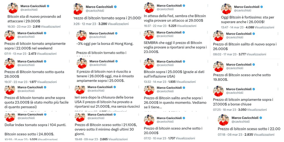 #Bitcoin #Crypto #Cavicchioli #Italia #SatoshiNakamoto 
Buongiorno ragazzi! Fatemi sapere se il buon <a href="/cavicchioli/">Marco Cavicchioli</a> quest'oggi ha già tweetato il prezzo di #Bitcoin almeno 4/5 volte, grazie 😘😂