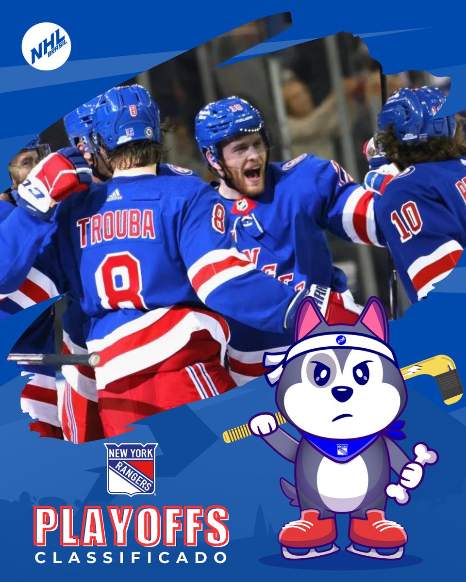 NHLBrasil's tweet photo. ‼ CLASSIFICADO ‼

Showtime em Nova Iorque! O New York Rangers garantiu sua vaga nos playoffs da Stanley Cup.

E o @StickyMascote foi até a Broadway ajudar a Kid Line a se preparar para a primeira rodada.

#BrasilTemNHL https://t.co/B5bfnXKGKW